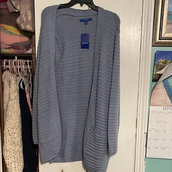 Apt. 9 Women's Soft Blue Open-Front Cardigan - Picture 1 of 4